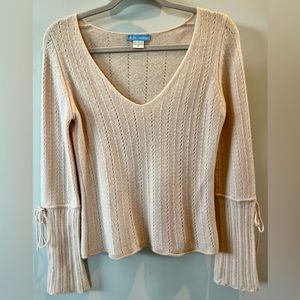 White+Warren pink cashmere pointelle lace sweater
